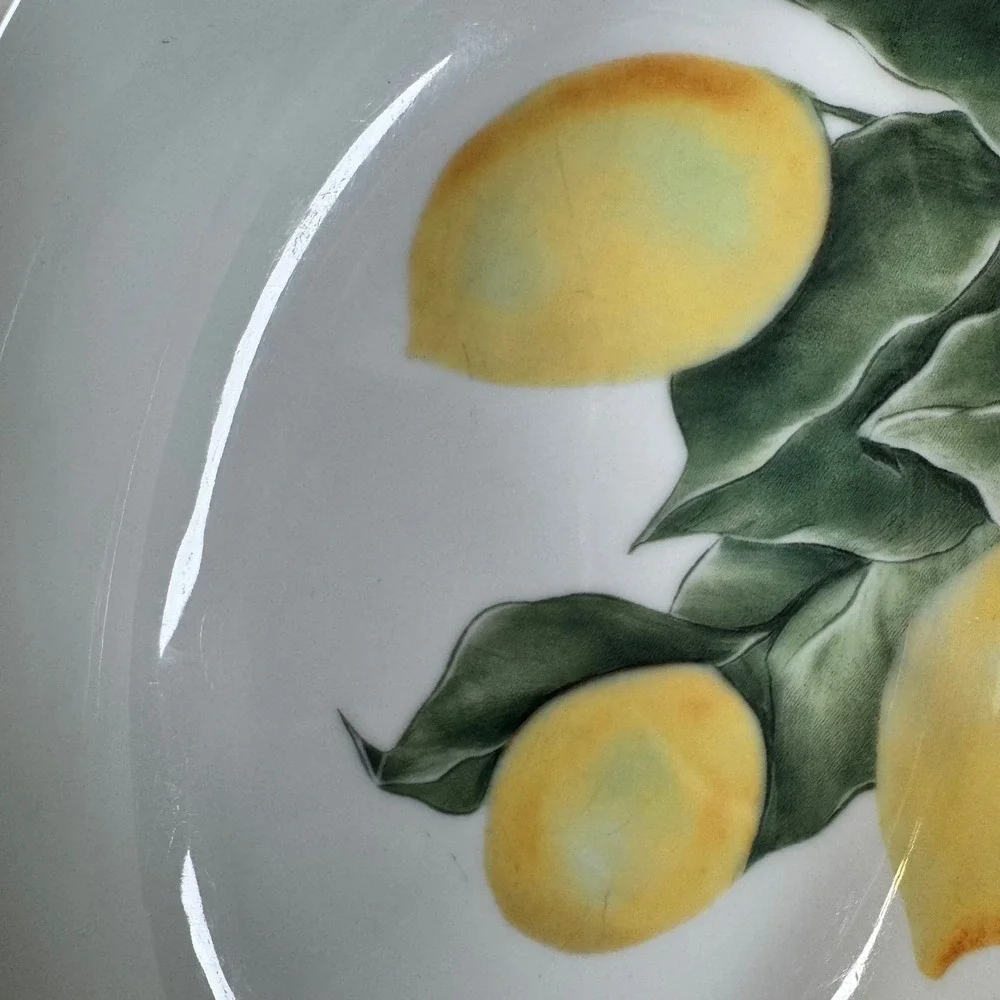 Fitz and Floyd Guild Lemons‎ Oval Ceramic Serving Bowl Kim Morgan Veggies Sides